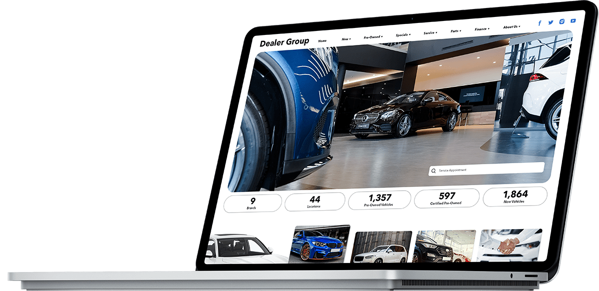 Car dealership homepage mockup.